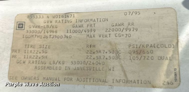 image for item EB2644 1996 GMC TopKick digger derrick truck