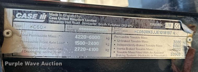 image for item EB2646 2001 Case C60 tractor