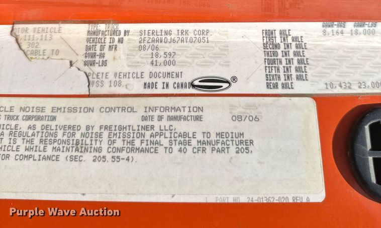 image for item EB2647 2007 Sterling  MBE 900 dump truck