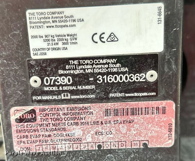 image for item EB2658 Toro Workman HDX auto utility vehicle