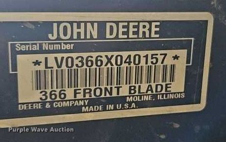 image for item EB8143 John Deere 366 snow plow
