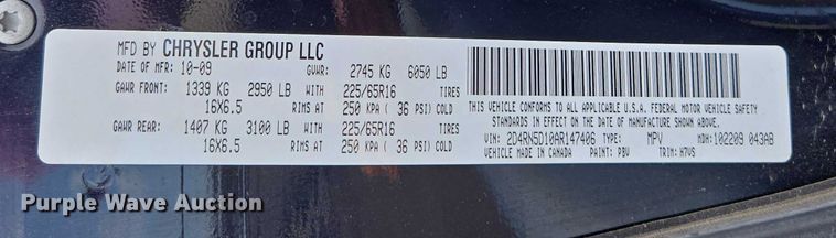 image for item ED2098 2010 Dodge Grand Caravan SXT van