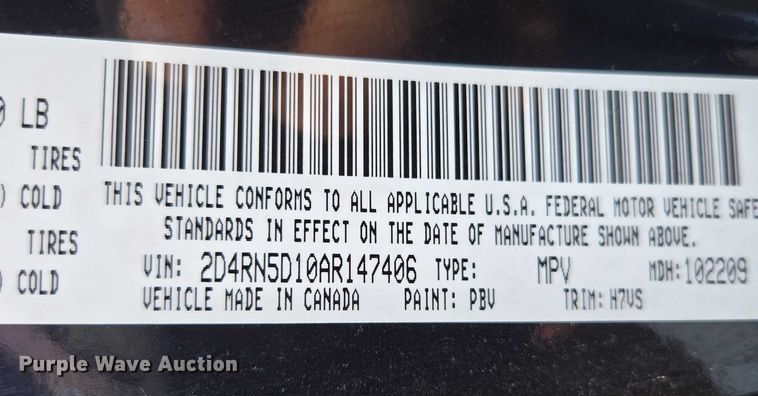 image for item ED2098 2010 Dodge Grand Caravan SXT van