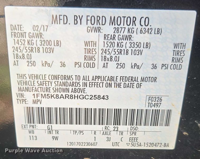 image for item ED2101 2017 Ford Explorer  SUV