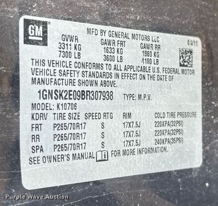 image for item ED4223 2011 Chevrolet Tahoe Police SUV