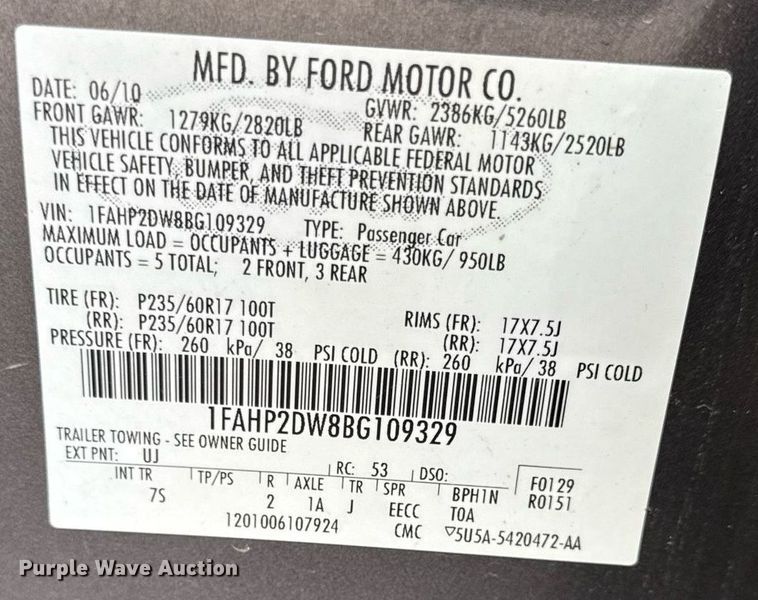 image for item ED4226 2011 Ford Taurus 