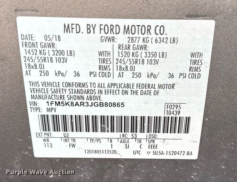 image for item ED4227 2018 Ford Explorer Police Interceptor  SUV