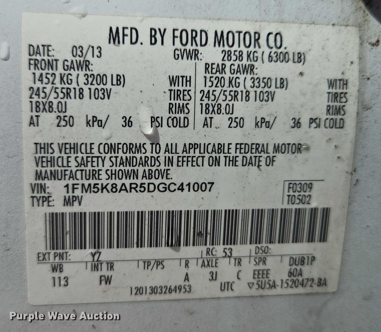 image for item EF1547 2013 Ford Explorer Police Interceptor SUV