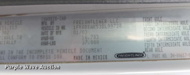 image for item EF1557 2003 Freightliner FL80 hook lift truck