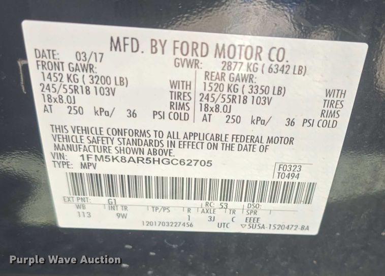 image for item EF3571 2017 Ford Explorer Police Interceptor SUV