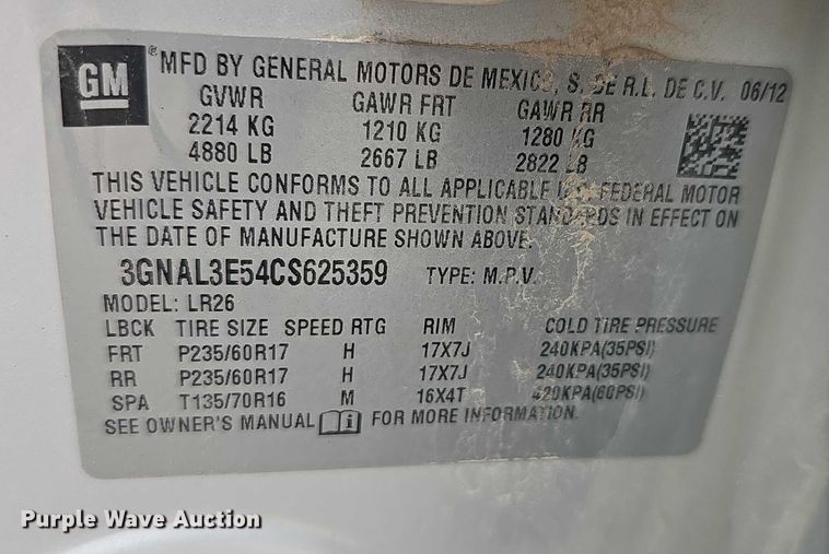 image for item EF3575 2012 Chevrolet Captiva Sport  SUV