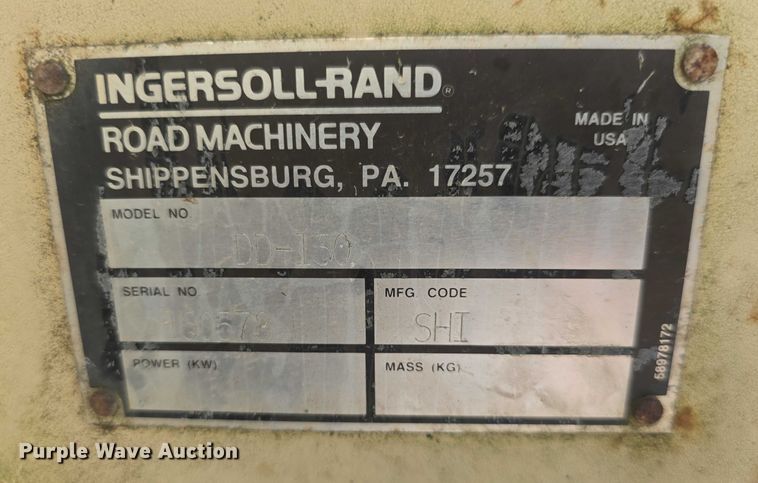 image for item EF3578 2000 Ingersoll Rand DD-130 double drum vibratory roller