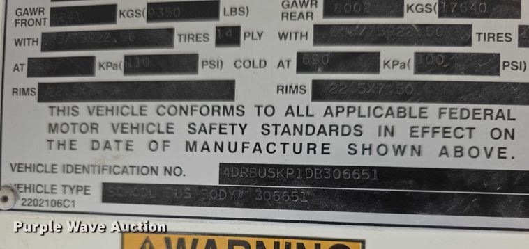 image for item EF3585 2013 International 3000 school bus