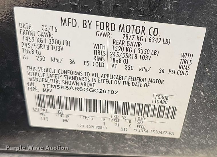 image for item EF3597 2016 Ford Explorer Police Interceptor SUV