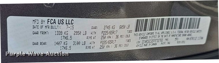 image for item EF3598 2015 Dodge Grand Caravan SXT van