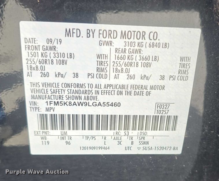 image for item EF3602 2020 Ford Explorer Police Interceptor SUV