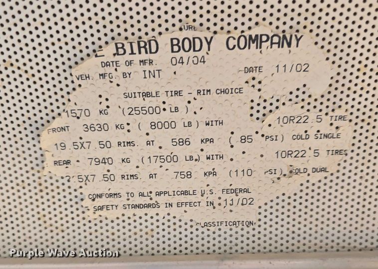 image for item EF3606 2003 Blue Bird school bus