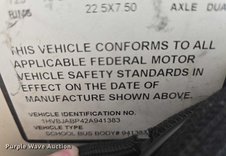 image for item EF3607 2002 American Transportation Corporation school bus