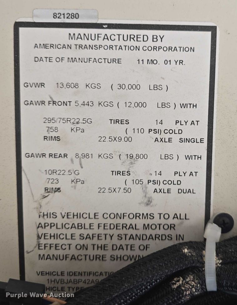 image for item EF3607 2002 American Transportation Corporation school bus