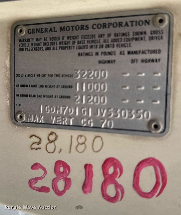 image for item EG6621 1988 GMC C7000 digger derrick truck