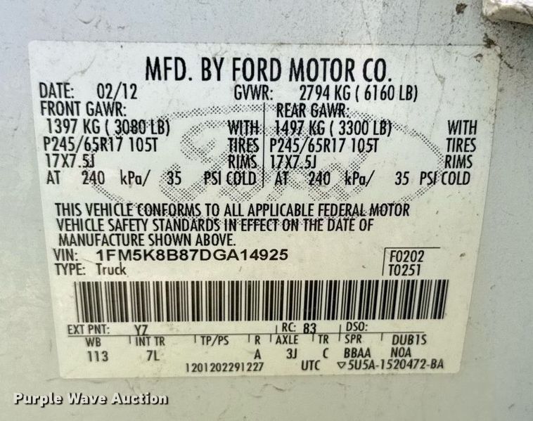 image for item EG6630 2013 Ford Explorer SUV