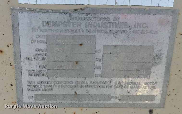 image for item EG6633 2002 AlleyCat RSWT Recycling recycling trailer