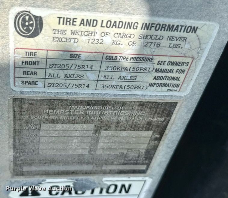 image for item EG6636 2005 AlleyCat RSWT300 recycling trailer