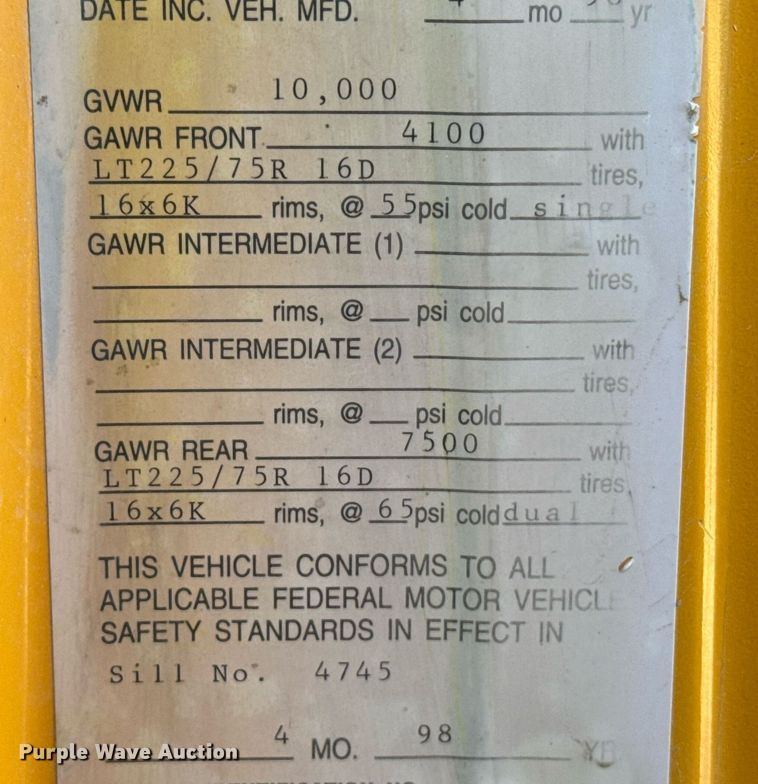 image for item EG6657 1998 Chevrolet Express G3500  school bus