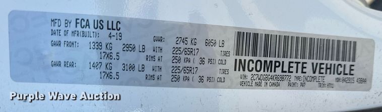 image for item EG8133 2019 Dodge Grand Caravan handicap accessible van