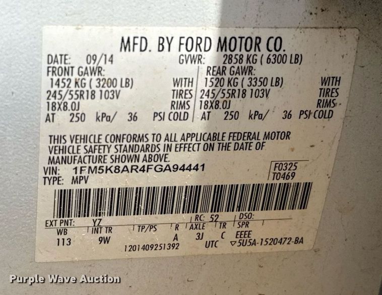 image for item EJ4716 2015 Ford Explorer Police SUV