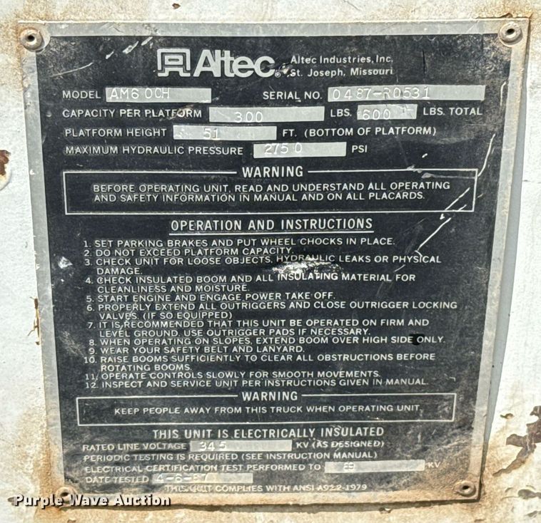 image for item EJ4734 1987 International 1754 bucket truck