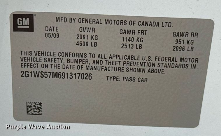 image for item EJ4736 2009 Chevrolet Impala Police 