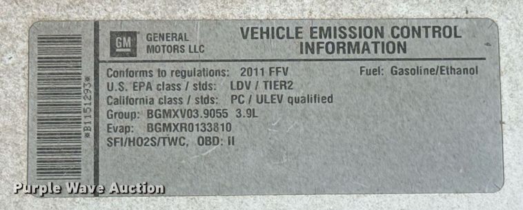 image for item EJ4737 2011 Chevrolet Impala Police Cruiser 