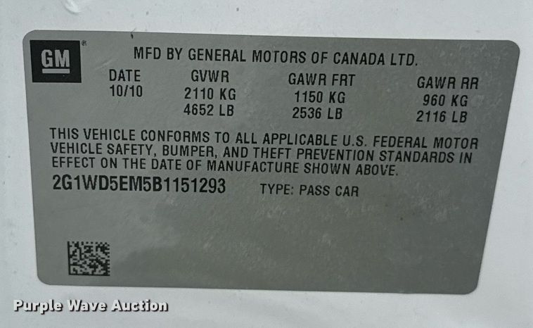 image for item EJ4737 2011 Chevrolet Impala Police Cruiser 