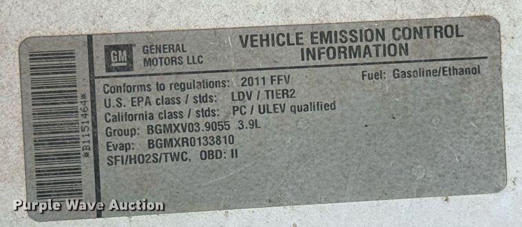 image for item EJ4738 2011 Chevrolet Impala Police Cruiser 