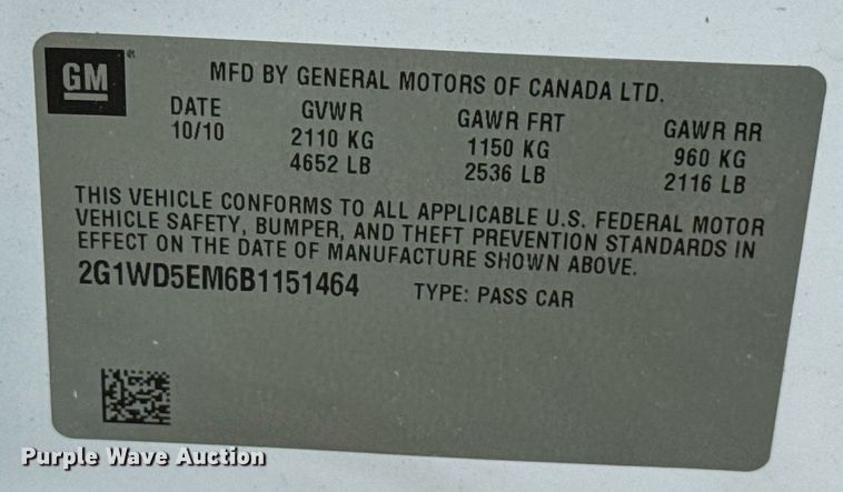 image for item EJ4738 2011 Chevrolet Impala Police Cruiser 