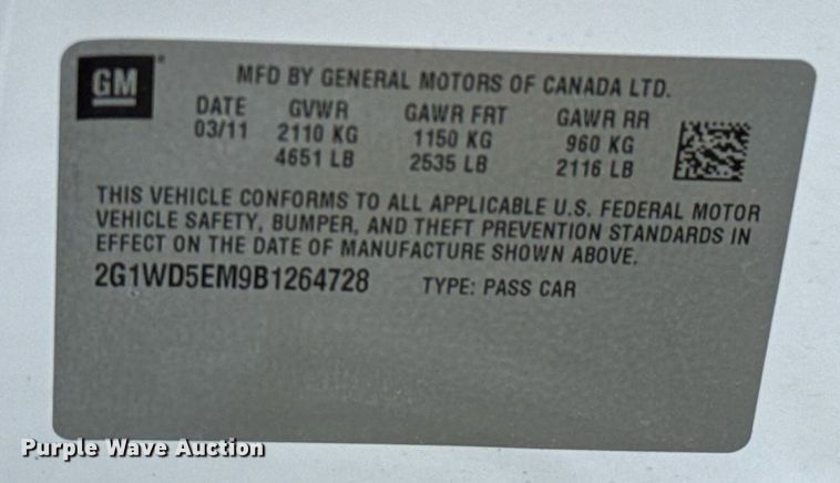 image for item EJ4739 2011 Chevrolet Impala Police Cruiser 