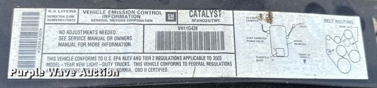 image for item EJ4744 2003 Chevrolet S10 pickup truck