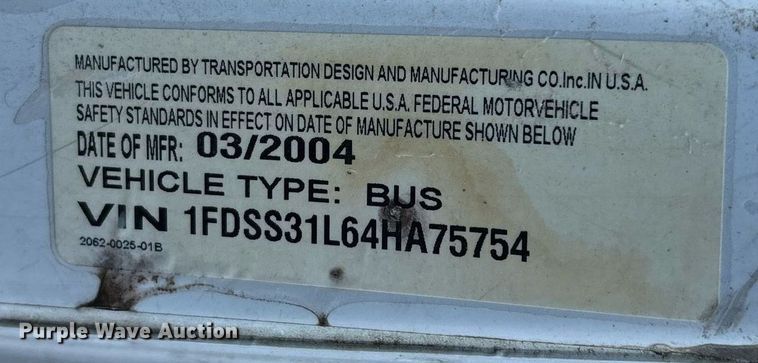 image for item EJ7592 2004 Ford E350 Super Duty XL van