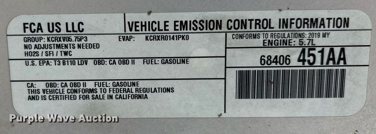 image for item EJ7593 2019 Dodge Charger Police  