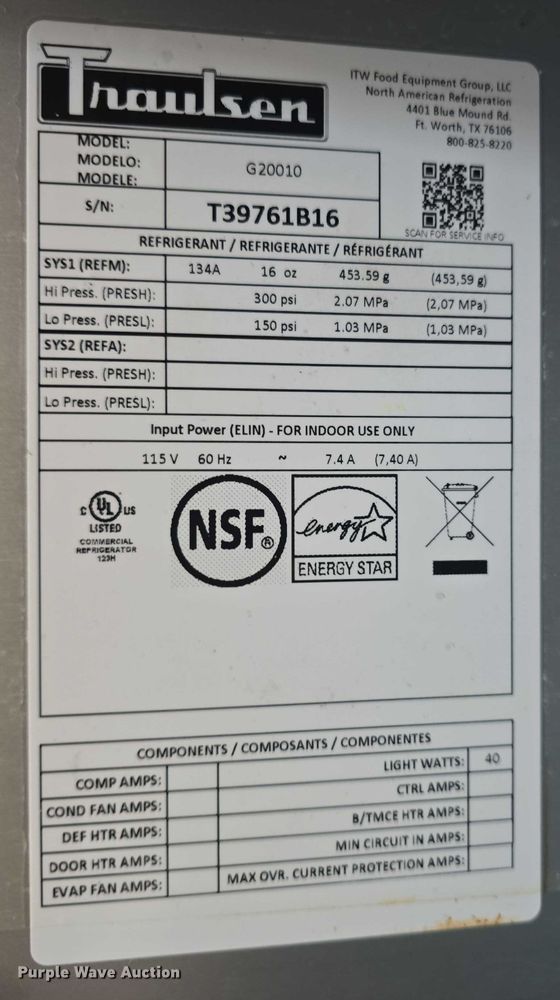 image for item EK5343 Traulsen fridge