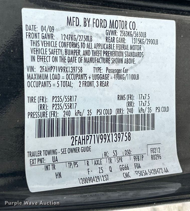 image for item EK8247 2009 Ford Crown Victoria Police Interceptor  