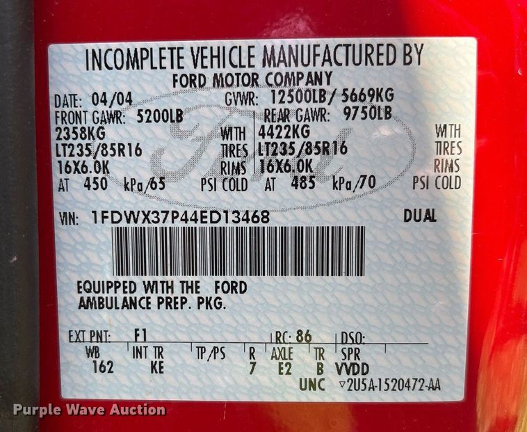 image for item EL2131 2004 Ford F350 Super Duty brush fire truck