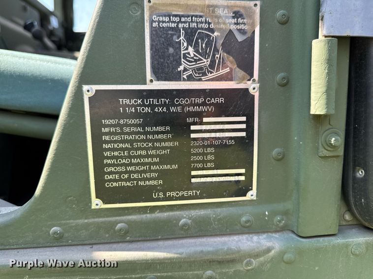 image for item EM2034 2011 AM General M998 SUV