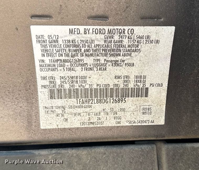 image for item EM2050 2013 Ford Taurus Police Interceptor 