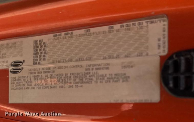 image for item EM2073 2005 Sterling L7500 series dump truck