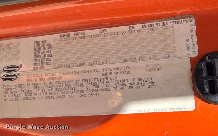 image for item EM2073 2005 Sterling L7500 series dump truck