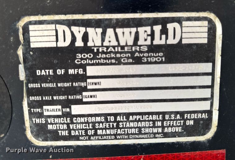 image for item EM2076 2013 Dynaweld LB52-24DPS lowboy equipment trailer