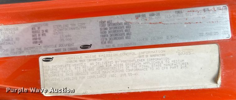 image for item EM2077 2004 Sterling Truck L7500 Series dump truck