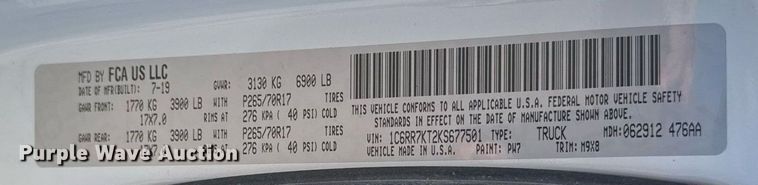 image for item EM2093 2019 Dodge Ram 1500 Crew Cab pickup truck